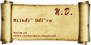 Milkó Dóra névjegykártya