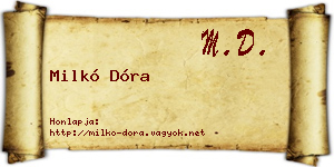 Milkó Dóra névjegykártya